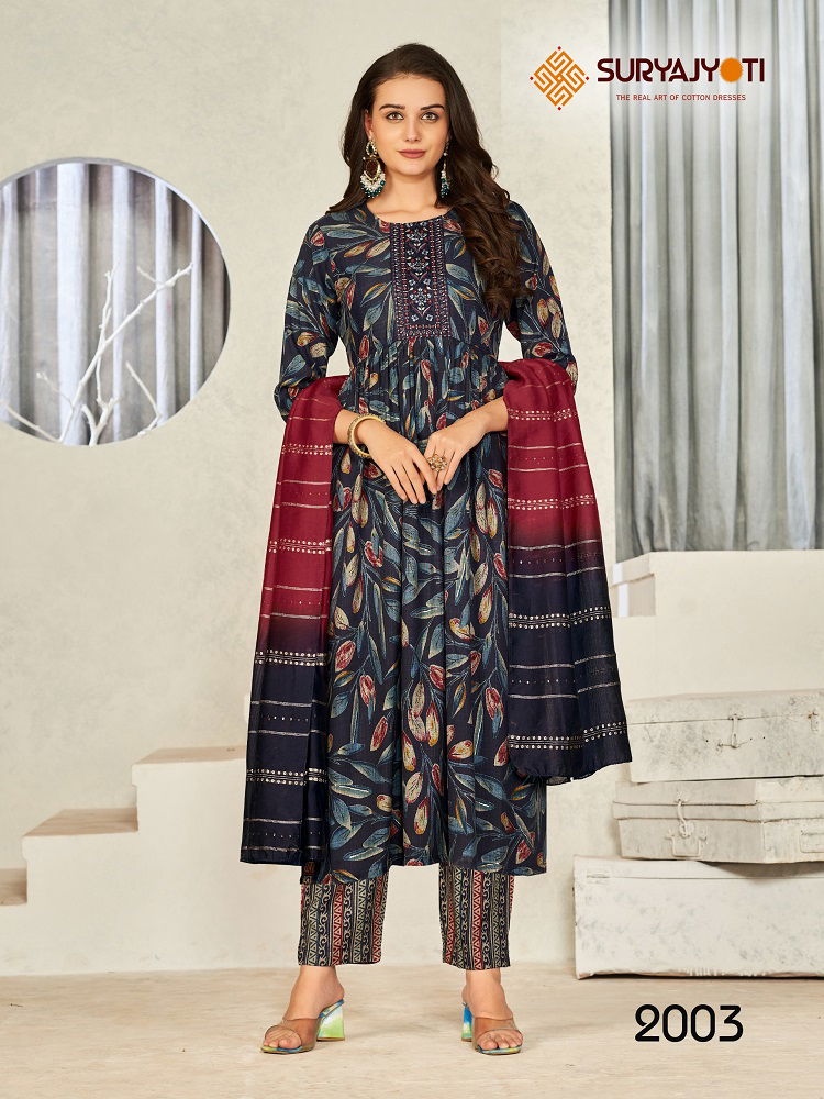 Padmavati Vol 2 By Suryajyoti Naira Cut Kurti With Pant Dupatta wholesale market in Surat

